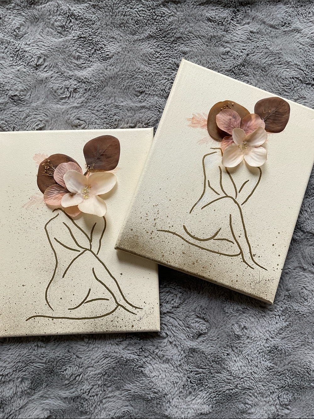 Body silhouette Painting with flower design CANVAS